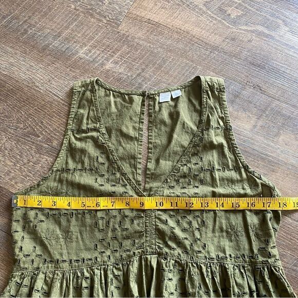 Melrose And Market Top Olive Embroidered XS Oversized Cotton Summer - Picture 7 of 10
